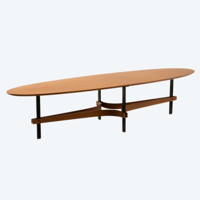 Guglielmo Ulrich. Tavolino ovale in teak chiaro. Anni 1950-60.