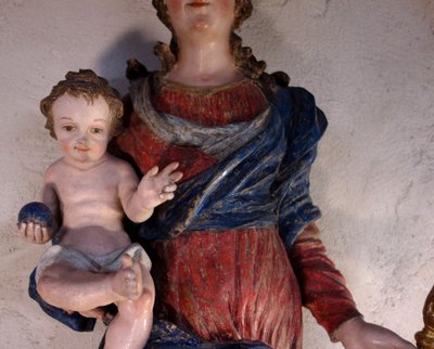 Large Immaculate Virgin in polychrome wood