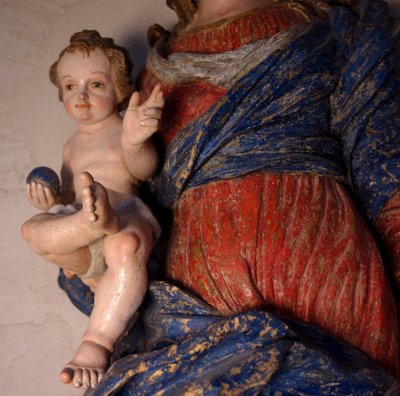 Large Immaculate Virgin in polychrome wood
