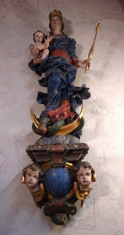 Large Immaculate Virgin in polychrome wood