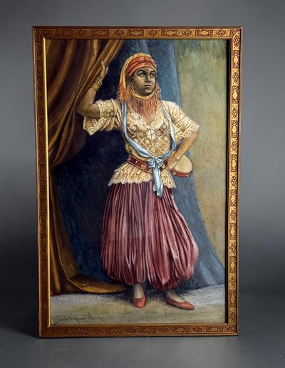 WATERCOLOR/GOUACHE ON PAPER AND UNDER GLASS BY SAINT MARC LEVIER "THE DANCER"