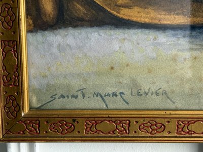 WATERCOLOR/GOUACHE ON PAPER AND UNDER GLASS BY SAINT MARC LEVIER "THE DANCER"
