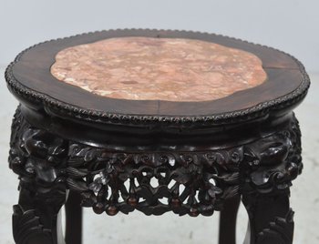 Asiatische Nackenrolle Eisenholz Marmorplatte 1900