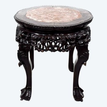 Asian Bolster Iron Wood Marble Top 1900