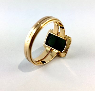 Bague Camée Agate Onyx Époque Napoléon III en Or Rose