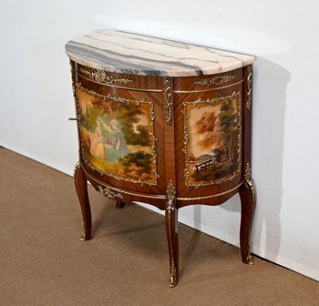 Buffet-Commode Demi-Lune en Acajou, Transition Louis XV / Louis XVI – 1ère Partie du XXe