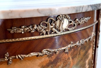 Buffet-Commode Demi-Lune en Acajou, Transition Louis XV / Louis XVI – 1ère Partie du XXe