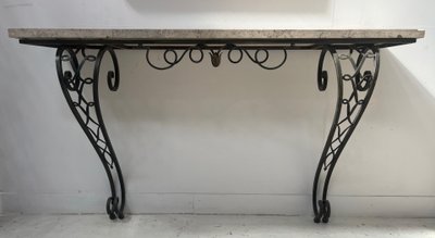 Console de style Art Déco en fer forgé martelé XX siècle