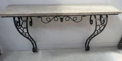Console de style Art Déco en fer forgé martelé XX siècle