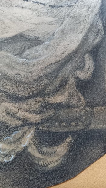 Ritratto in pietra nera del XIX secolo