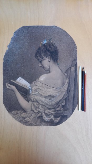 Ritratto in pietra nera del XIX secolo