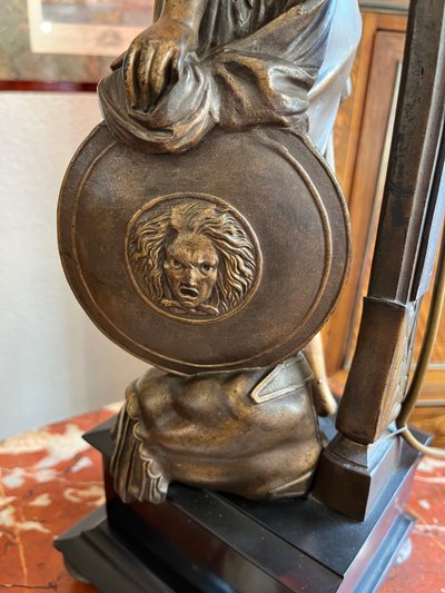 Important bronze candelabrum depicting Athena