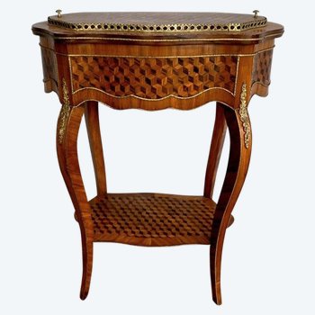 Planter in Marquetry, Louis XV style, Napoleon III period - Mid-19th century