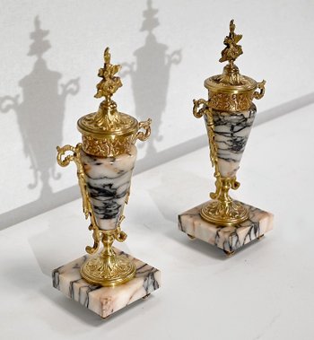 Pair of Marble and Bronze Cassolettes – 1920