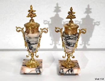 Pair of Marble and Bronze Cassolettes – 1920