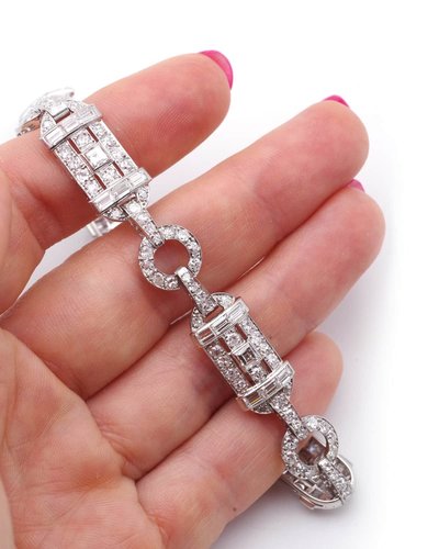 Bracciale Art Déco con diamanti da 5,70 ct in platino