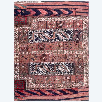 Double sacoche de dromadaire ouverte. Bathiyari - Perse. Circa 1900.190 x 95 cm