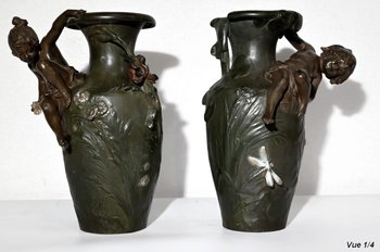 Paire de Vases en Régule, A. Moreau – Fin XIXe