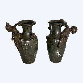 Paire de Vases en Régule, A. Moreau – Fin XIXe