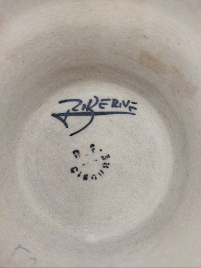 CIBOURE PAYS BASQUE Coupe sur Piédouche en Grès Joueurs de Chistera  COLLECTION
