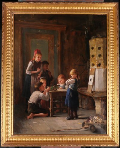 August Heyn (1837-1920), Bambini intorno a un cannone, dipinto dei Giochi di Monaco del 1888.