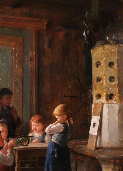 August Heyn (1837-1920), Bambini intorno a un cannone, dipinto dei Giochi di Monaco del 1888.