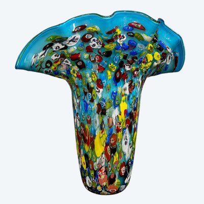 Grand vase en verre de Murano à décor millefiori – XXᵉ siècle