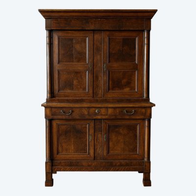 Two-piece Empire period walnut sideboard