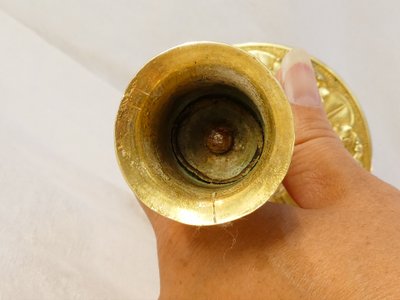 Coppia di candelieri in bronzo d'epoca, restaurati
