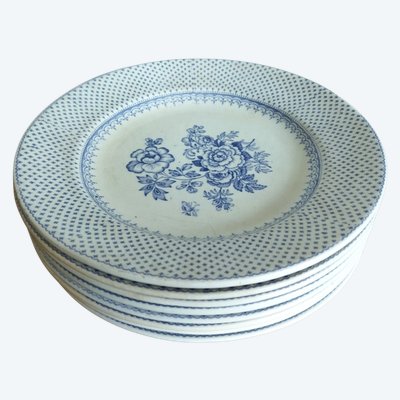 ERMINE BORDER 8er-Set flache englische Teller mit Blumenmuster in Lavendelblau