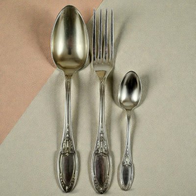 61-piece silver-plated cutlery set from Maison Ercuis, Empire model