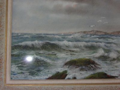 Seaside, pastel by Eugène Sénamaux, 20th century.