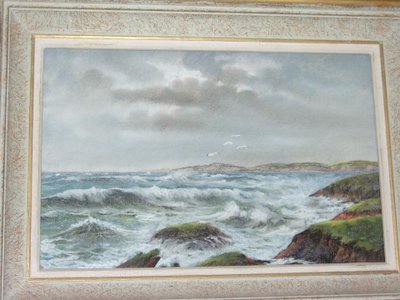 Seaside, pastel by Eugène Sénamaux, 20th century.