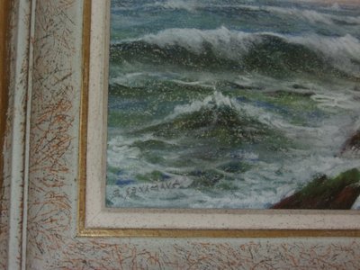 Seaside, pastel by Eugène Sénamaux, 20th century.