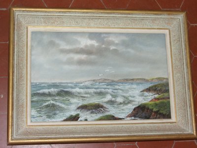 Seaside, pastel by Eugène Sénamaux, 20th century.