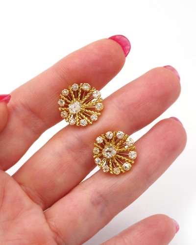 Ohrringe mit Diamantstrahlen aus 18-karätigem Gold