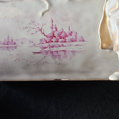 Emile Gallé, earthenware letter holder, signed on the underside and on the top