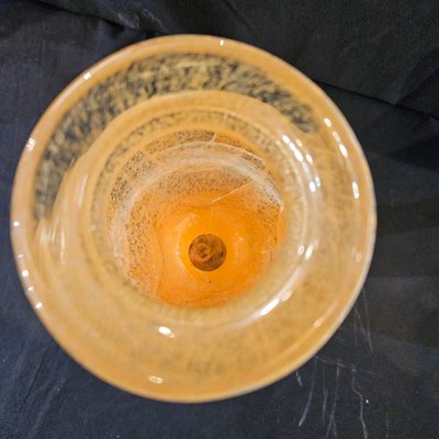 André Delatte - Vase dégagé à l'acide, dans les tons orangés,  époque art déco, signé.