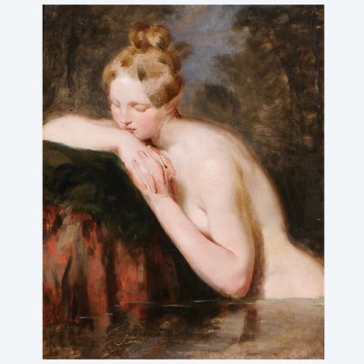 Henri Guillaume SCHLESINGER 1814-1893 Donna nuda, dipinto, 1850 circa, bagnante