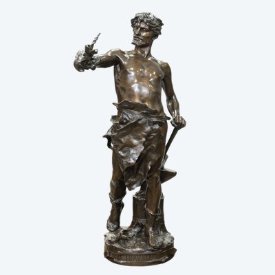 SCULPTURE - "LE TRAVAIL" , EUGÈNE MARIOTON (1857-1933) - BRONZE