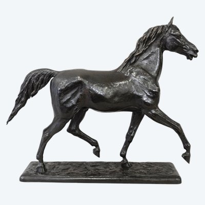 Sculpture - "Le Cheval Libre" , Christophe Fratin (1801-1864) - Bronze 