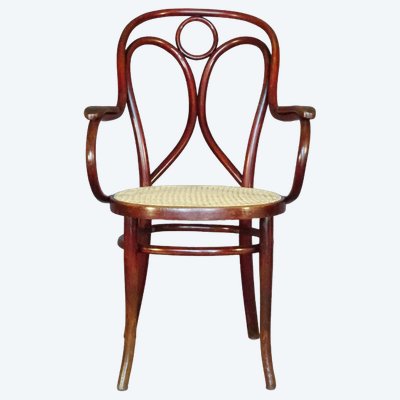 Poltrona Thonet n. 19 con impagliatura, nuova, pronta all’uso – Intorno al 1905 –