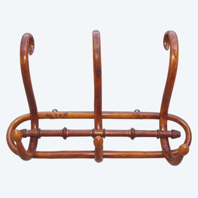 Appendiabiti da parete in legno curvato stile bistrot KOHN, 1900 circa, n. Thonet