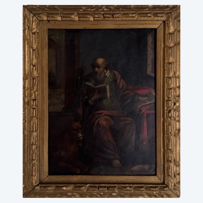 17th-century oil on copper depicting Saint Jerome