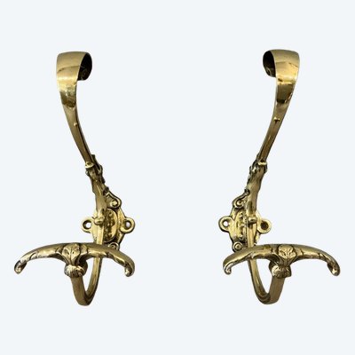 Zwei Garderobenständer mit Haken aus Bronze aus dem späten 19. Jahrhundert 