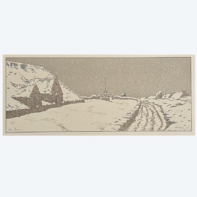 Lithograph by Henri Rivière, The Magic of the Hours - The Snow