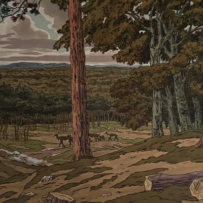 Lithographie par Henri Rivière Les Aspects de la Nature - La Forêt