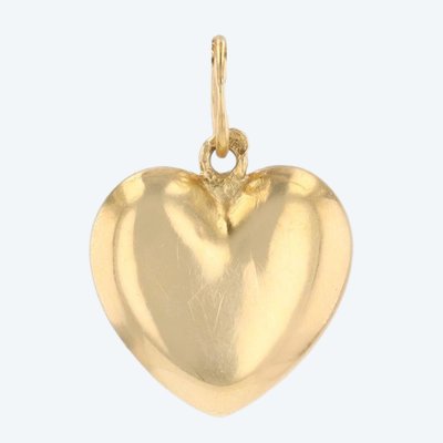 Domed Heart Pendant In Yellow Gold