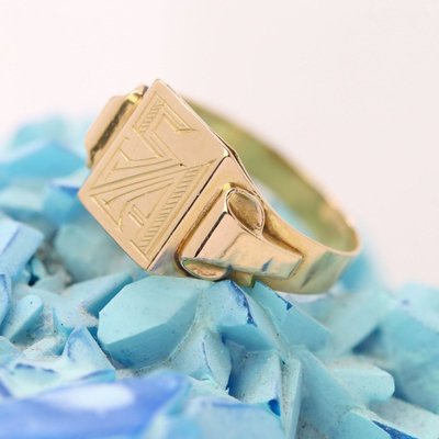 Delicate Antique Rose Gold Signet Ring With Initials