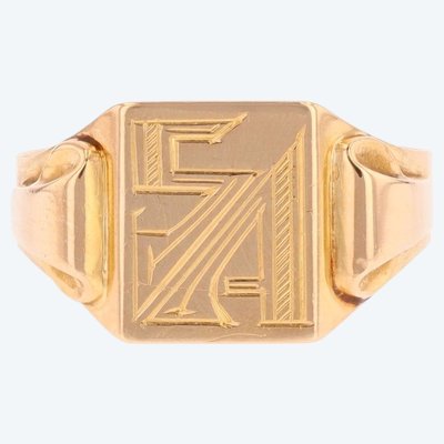 Delicate Antique Rose Gold Signet Ring With Initials